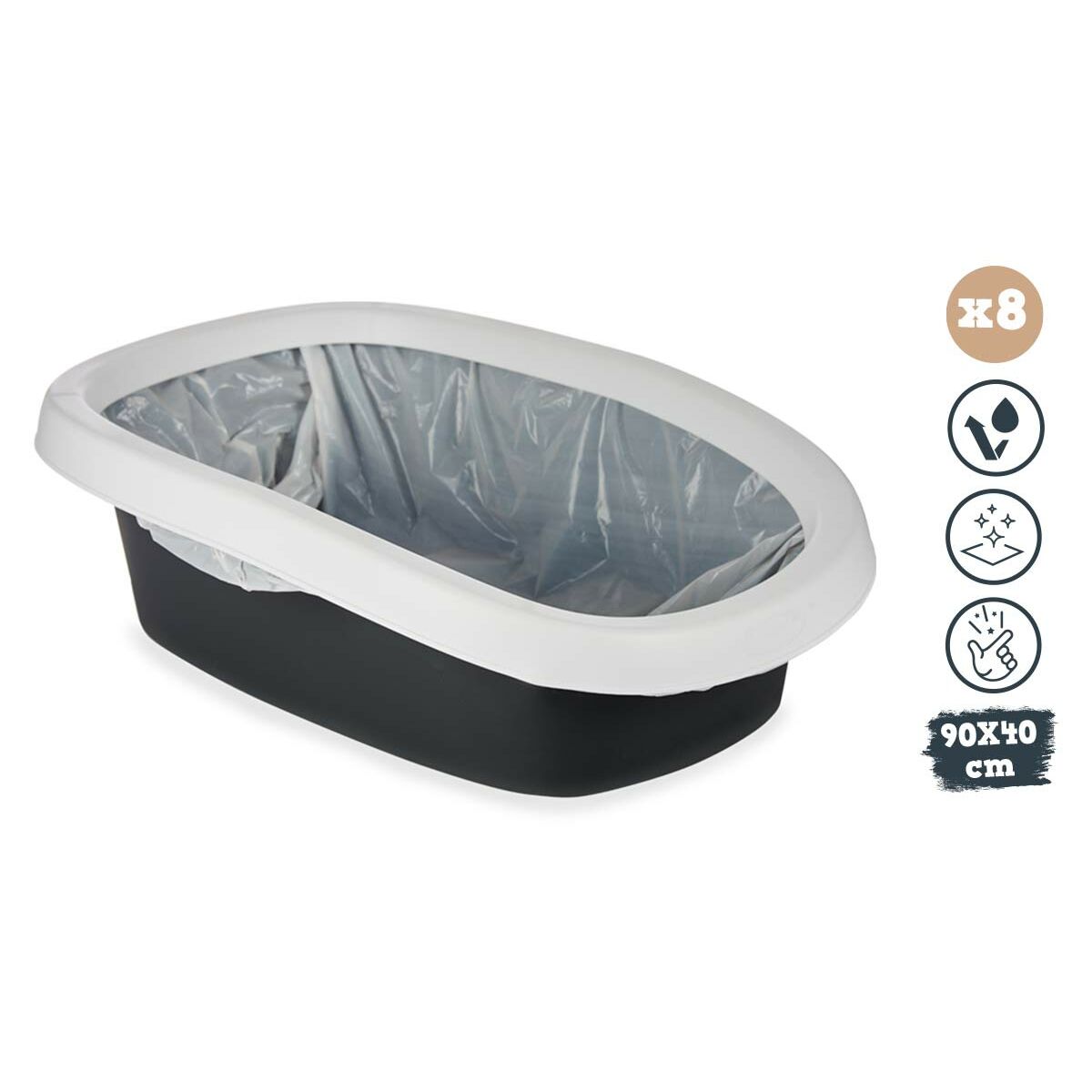 Bolsas de Basura Mascow Blanco Polietileno 90 x 40 cm 5,5 x 5,5 x 14,5 cm Arenero (8 Unidades) - Vista 4